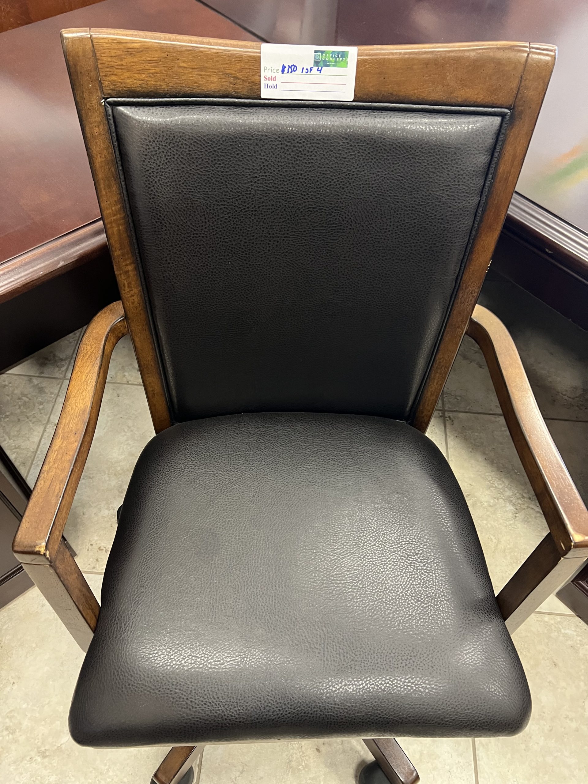 Chair Oak Trim with Black Leather 1 0f 4-image